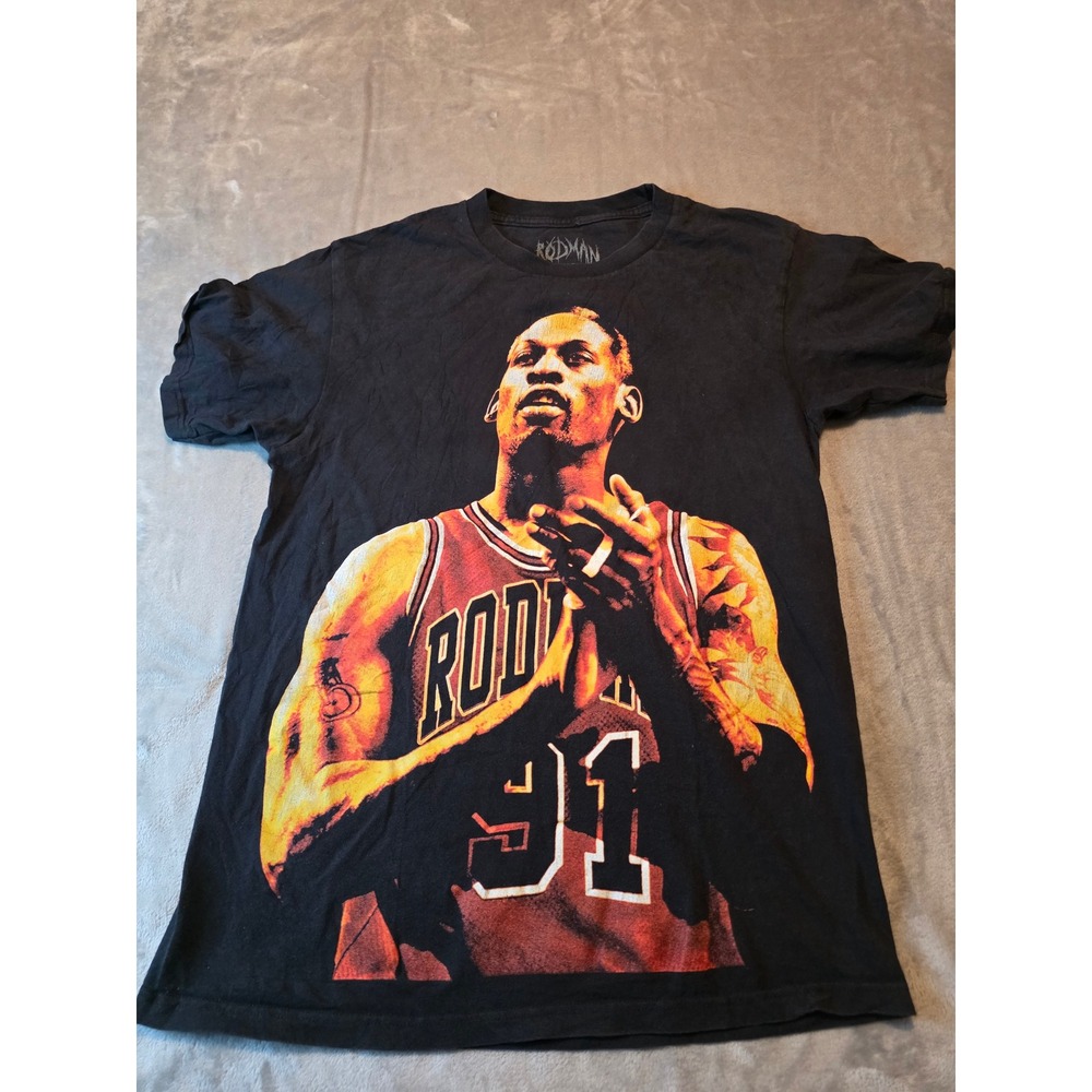 Rodman Apparel Graphic T-Shirt Mens Medium Black Dennis Rodman Bulls 91